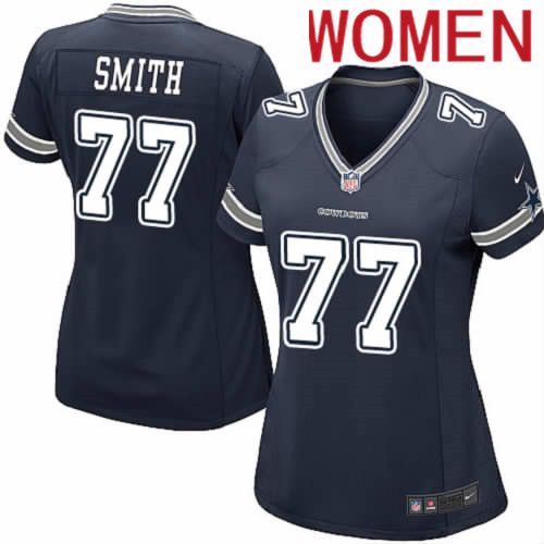 Women Dallas Cowboys 77 Tyron Smith Nike Navy Game Team NFL Jersey